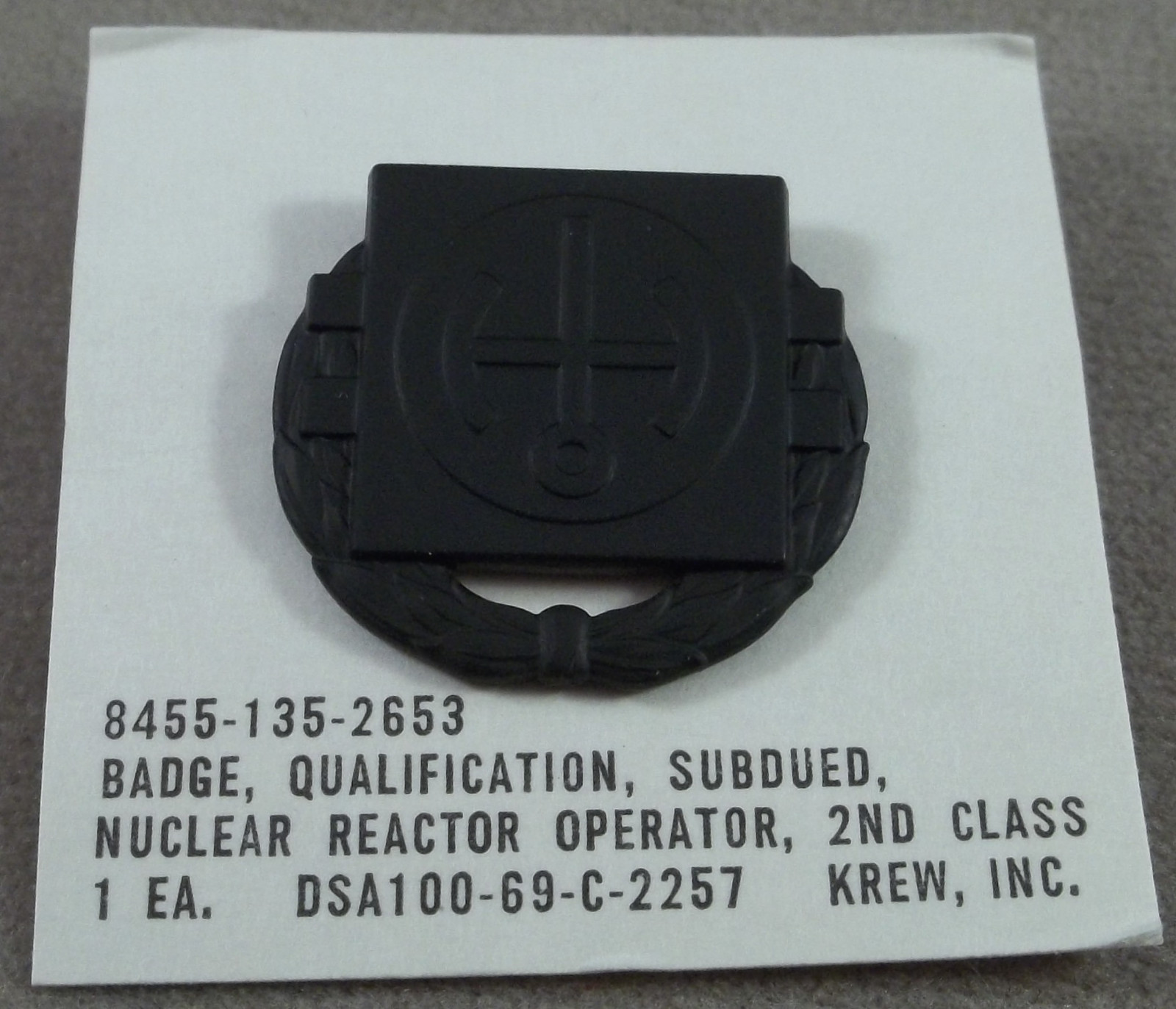 US Army Subdued Nuclear Reactor Operator 2nd Class Badge NOS 1969 KREW GI