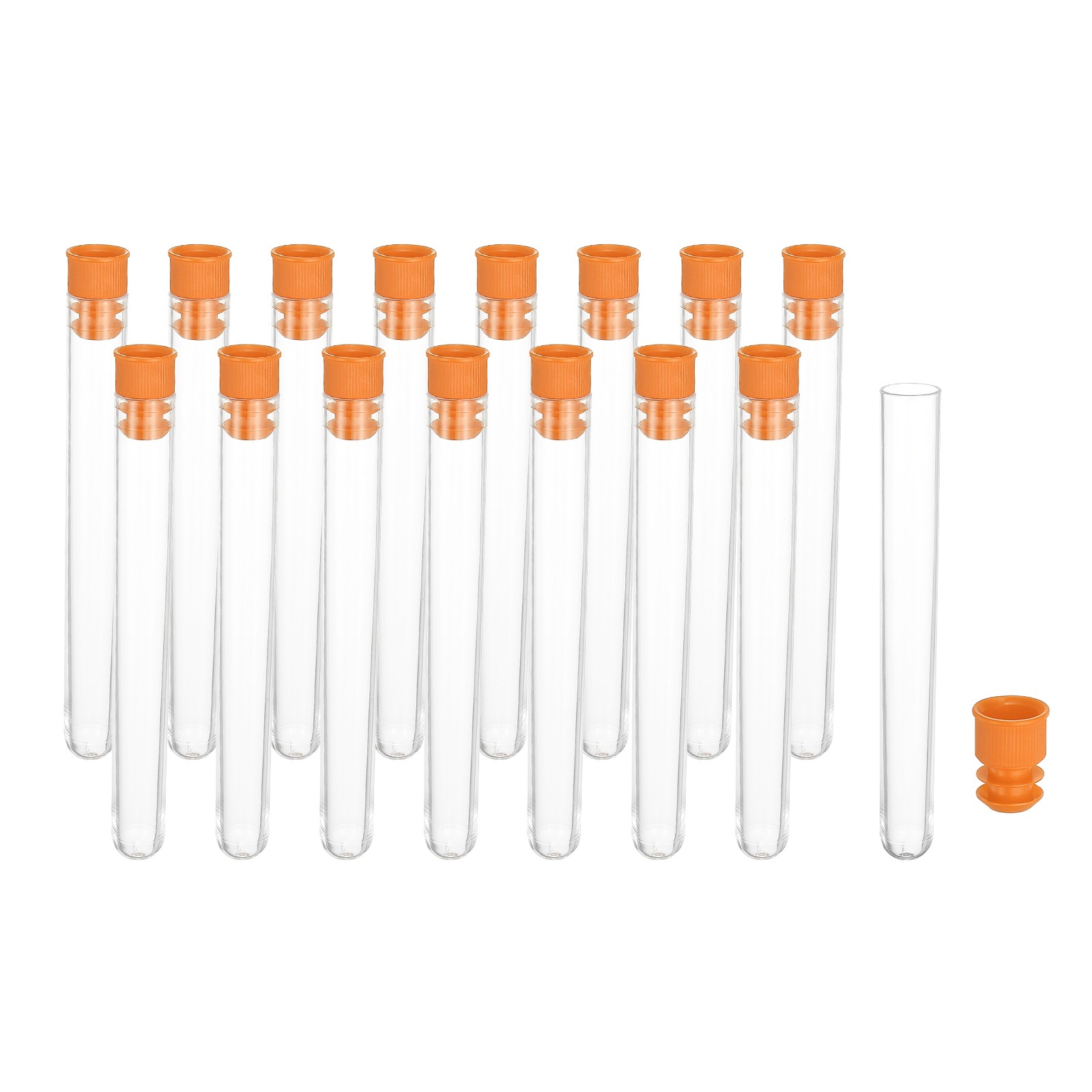 3.9" Length Plastic Sewing Needle Storage Holder, 16 Pcs Clear Pin Tube Orange