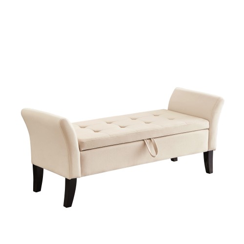 AS 51.5" Bed Bench with Storage Beige Velvet
