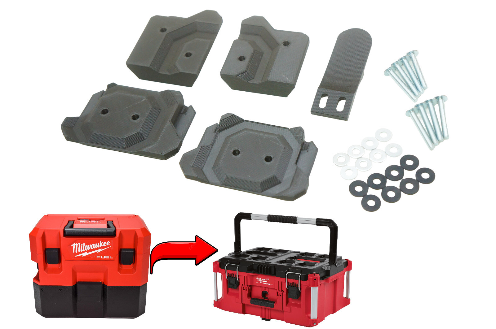 3D Packout Attachment Feet Cleats for 0960-20 Milwaukee M12 FUEL 1.6 Gal Vacuum