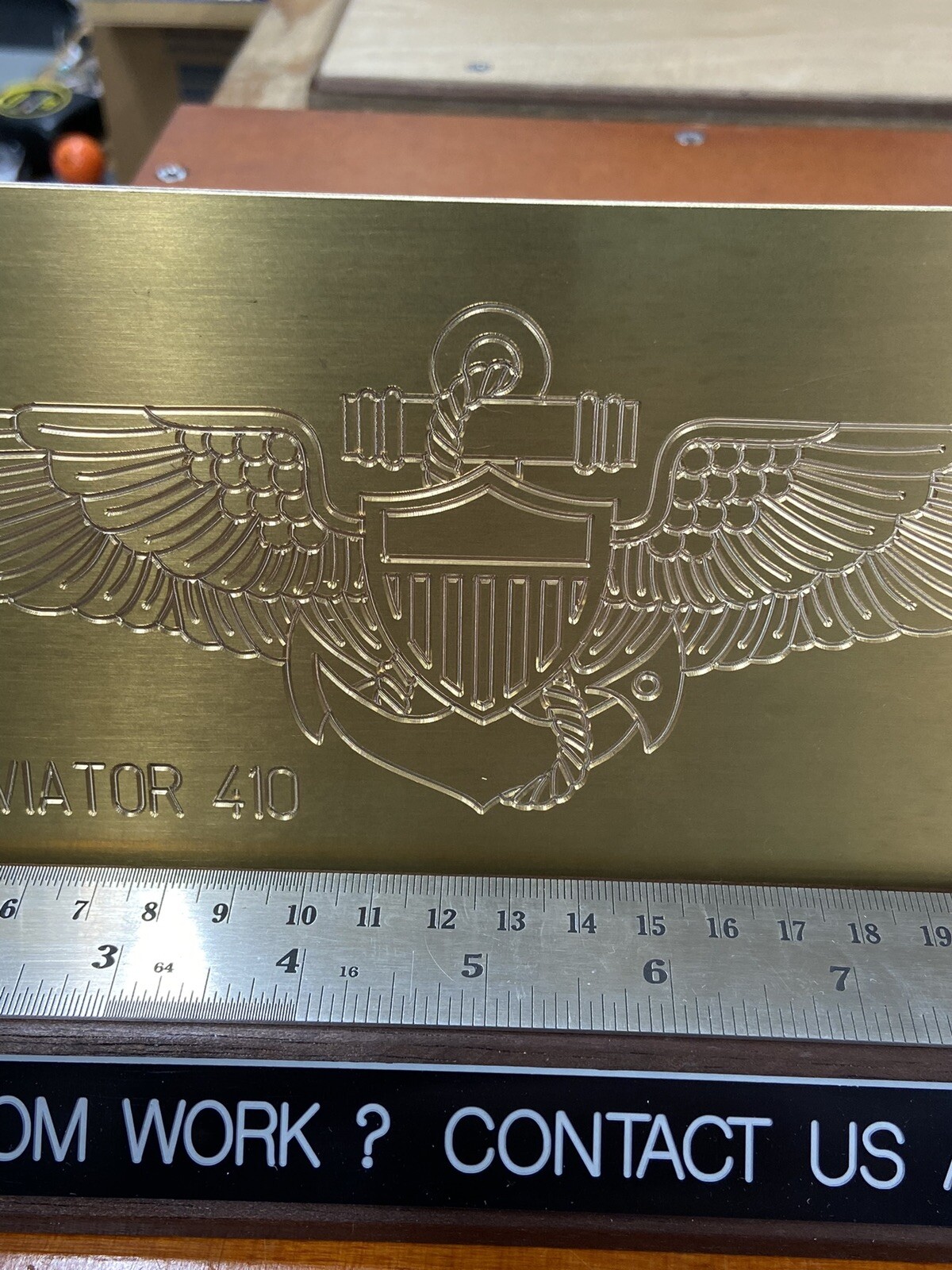 NAVAL NAVY AVIATOR WINGS BRASS MASTER PLATE FOR NEW HERMES ENGRAVER FONT TRAY