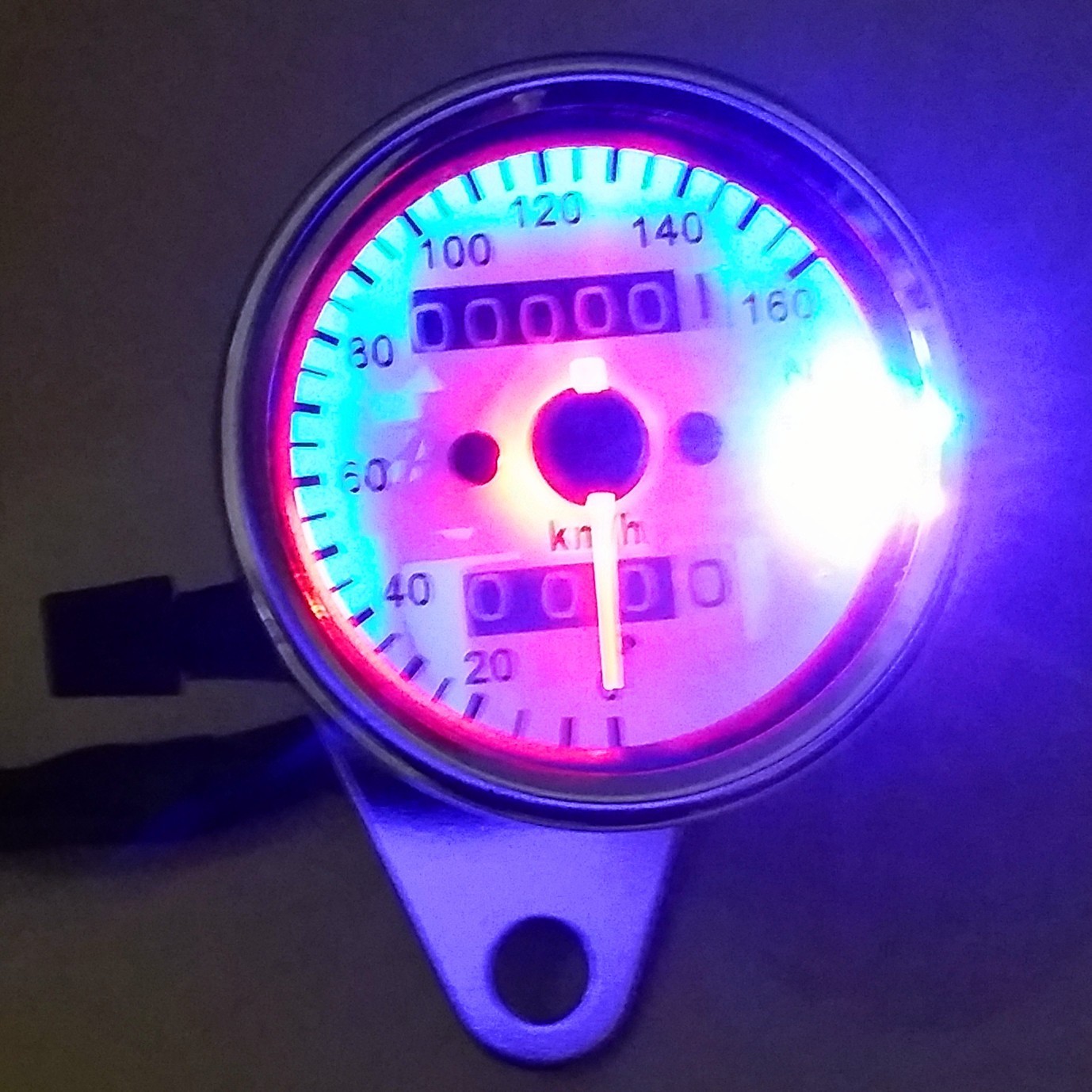 LED Backlight Signal Universal Motorcycle Odometer KMH Speedometer Gauge Cafe CB