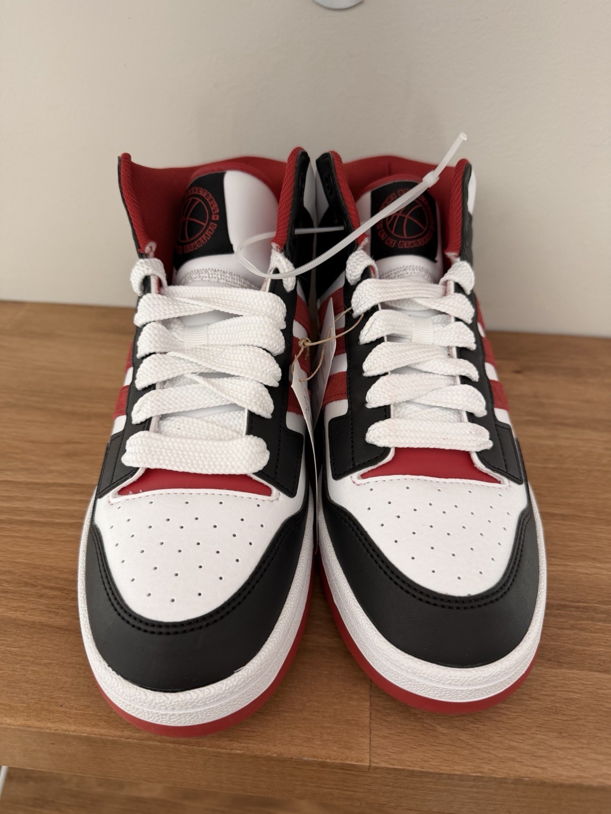 Adidas Rapid Court Mid Top Men’s Basketball Shoes White Black Red JR3160