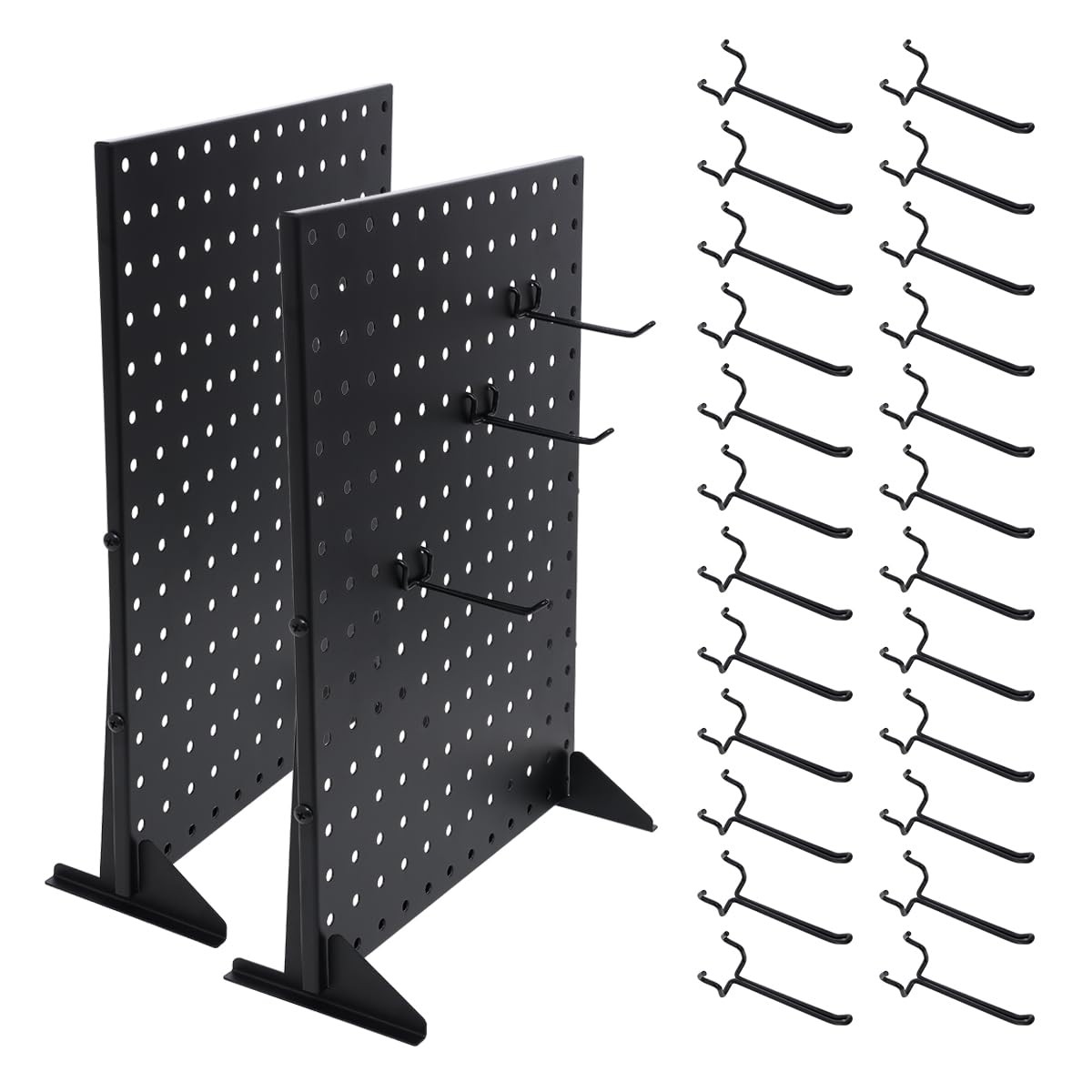 2Pcs Metal Pegboard Display Stand with 24 Peg Hooks for Craft Shows & Fairs,B...