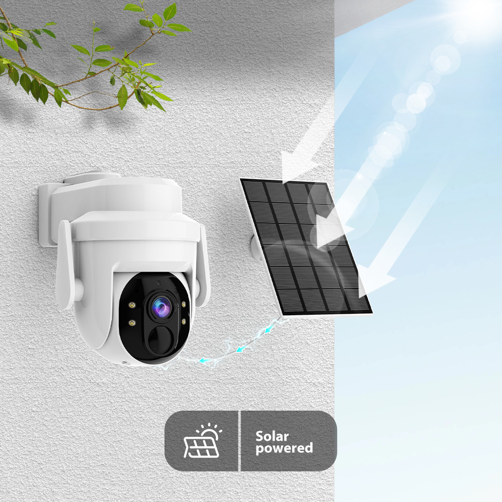 4Pcs Wireless Security Camera System Outdoor WiFi Pan/Tilt Solar Battery Powered