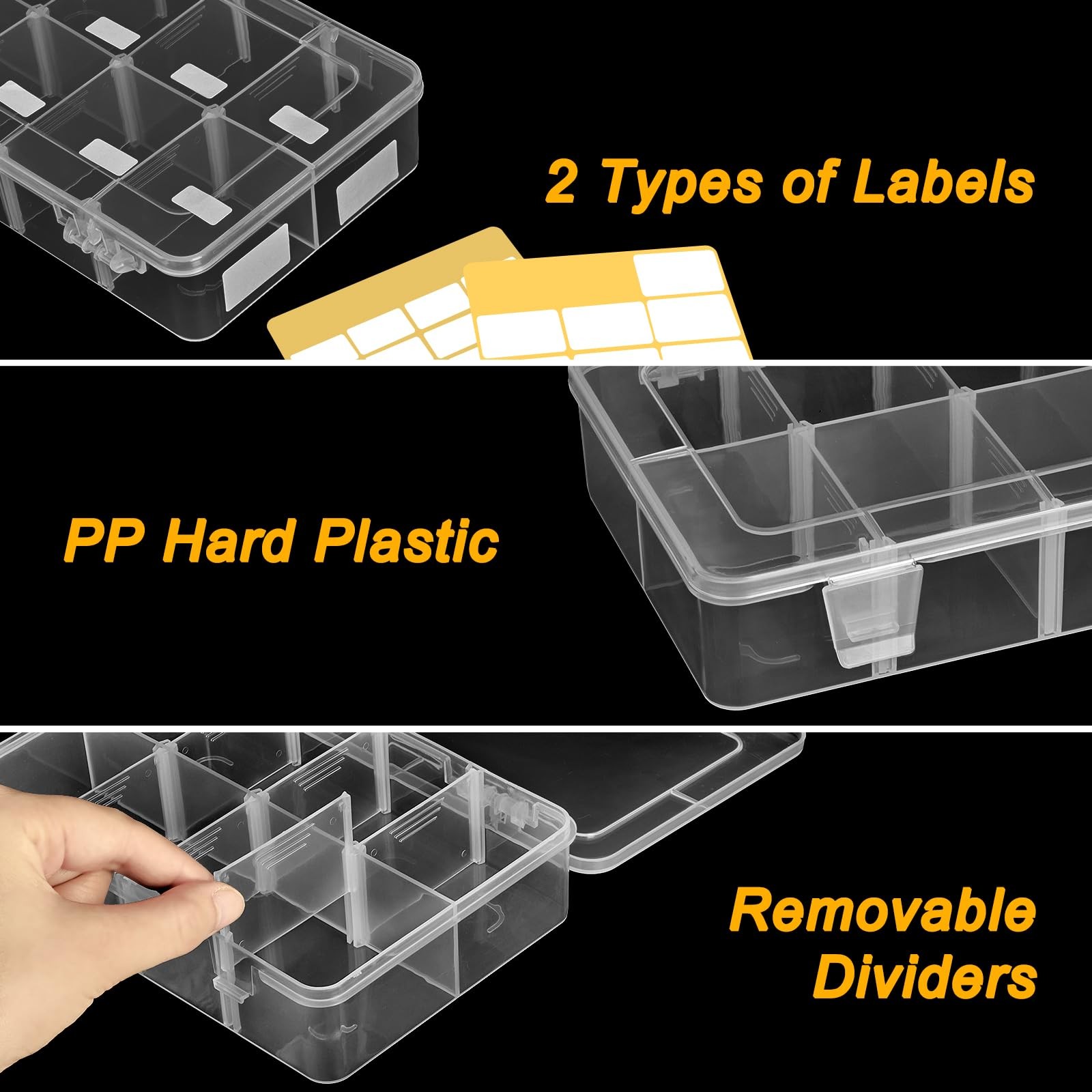 Jutieuo 2 Pack 8 Grids Bead Organizer and Storage, Plastic Small, Clear
