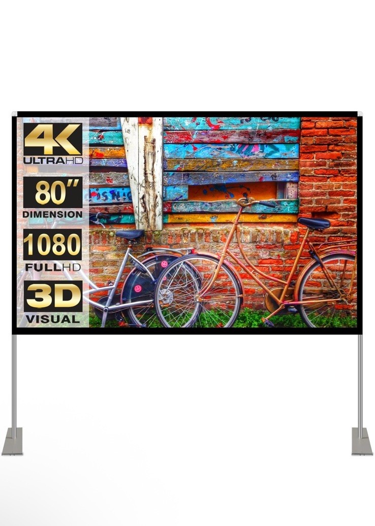 Portable Projector Screen Stand Outdoor: Movie Projection Screen 80 Inch 4K HD16