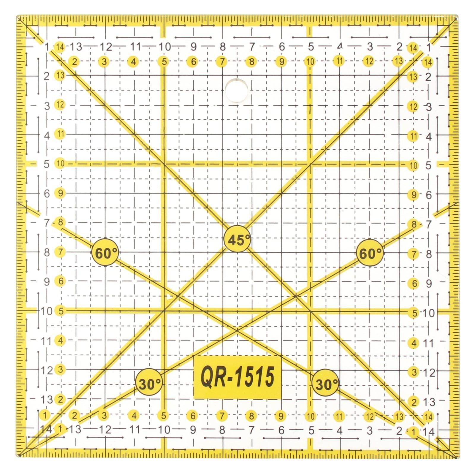 Quilting Ruler Metric 15cmx15cm with Double Colored Grid Lines Acrylic Quilte...