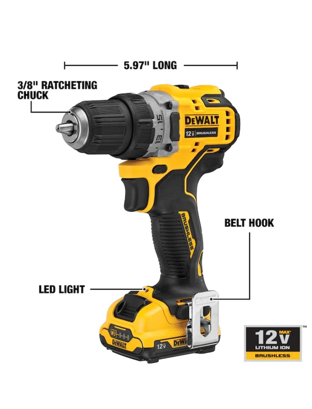 DEWALT XTREME 12V Max Brushless 3/8in Keyless Drill/Driver Kit DCD701F2