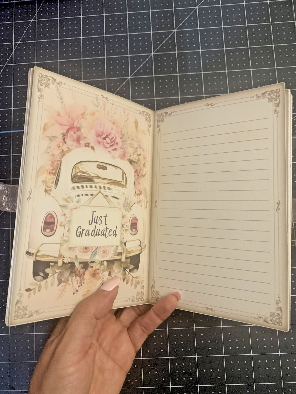 Handmade Graduation Journal Book | Shabby Chic Memory Book | Ephemera, Pockets.