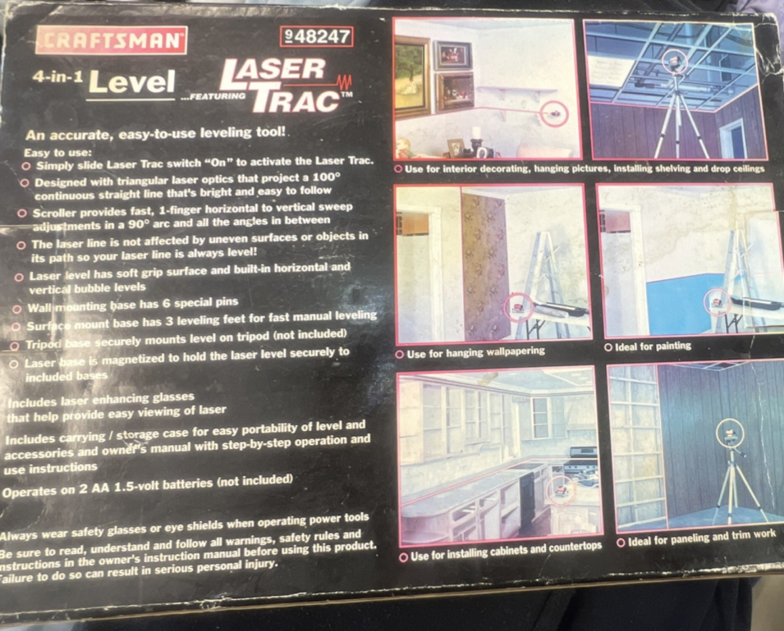 Craftsman Laser Trac 4-in-1 Laser Level 948247 w/ Case, Glasses & Mounting Bases