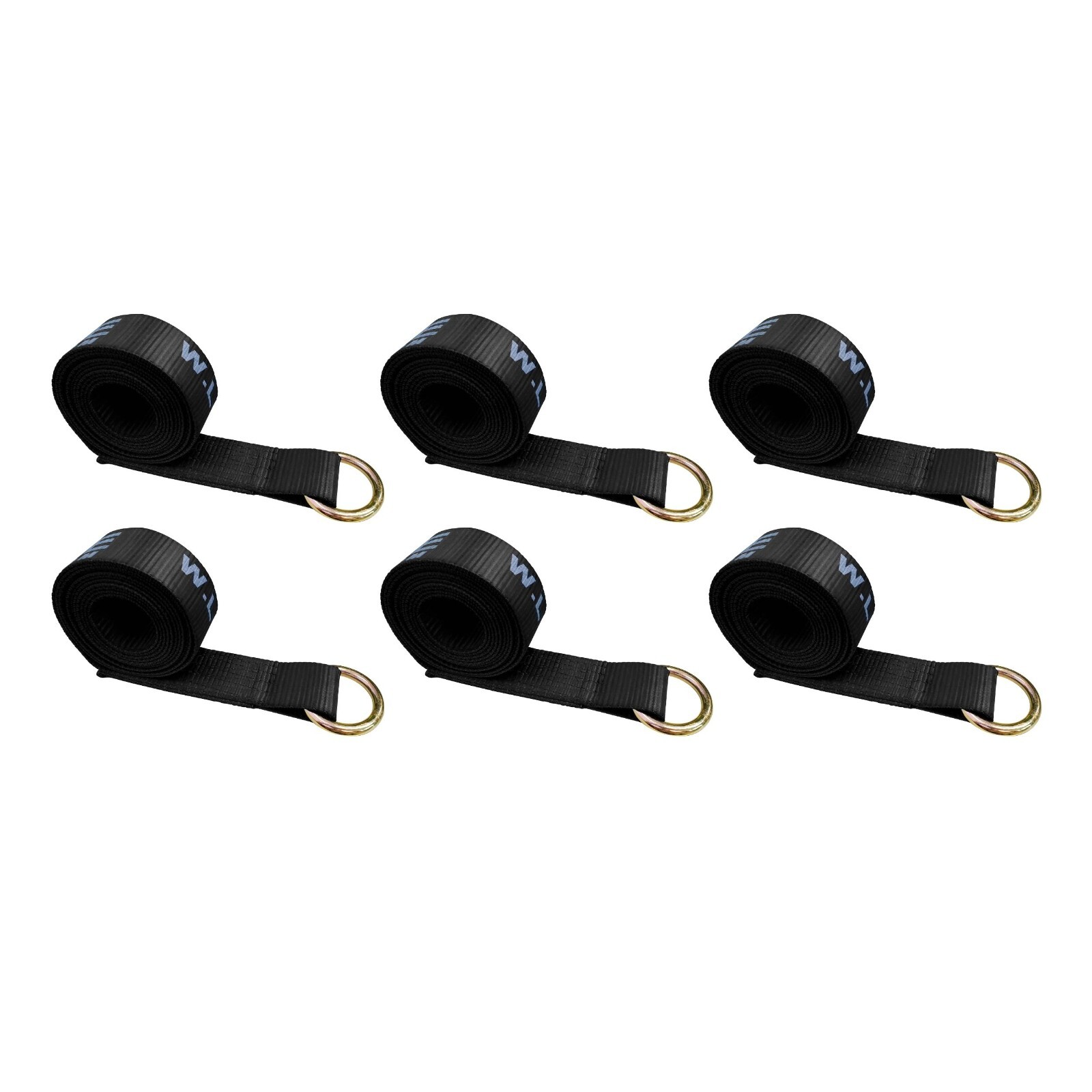 6 Pack 2" x 10' Lasso Strap w/ O Ring Auto Tie Down for Tow Truck Wheel Lift