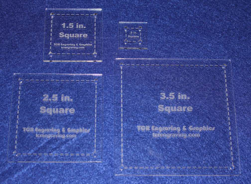 Quilting Template - 4 Piece Half Size Square Set - 1/8" Clear Acrylic