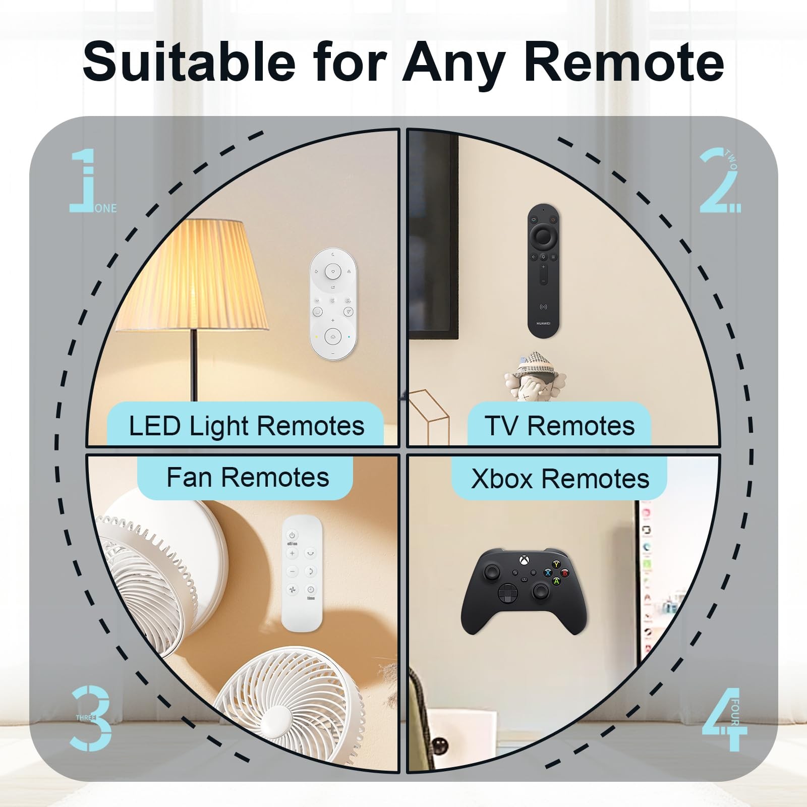 Magnetic Remote Control Holder Self-Adhesive Wall Mount, 6 Pack Upgraded Sili...