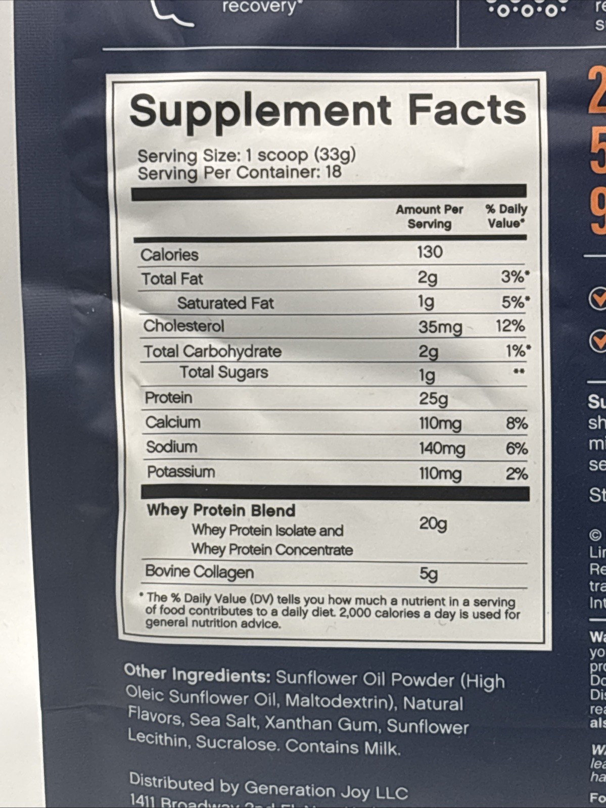 Reebok Whey Protein + Collagen Powder 25g Protein Muscle Recovery Supplement