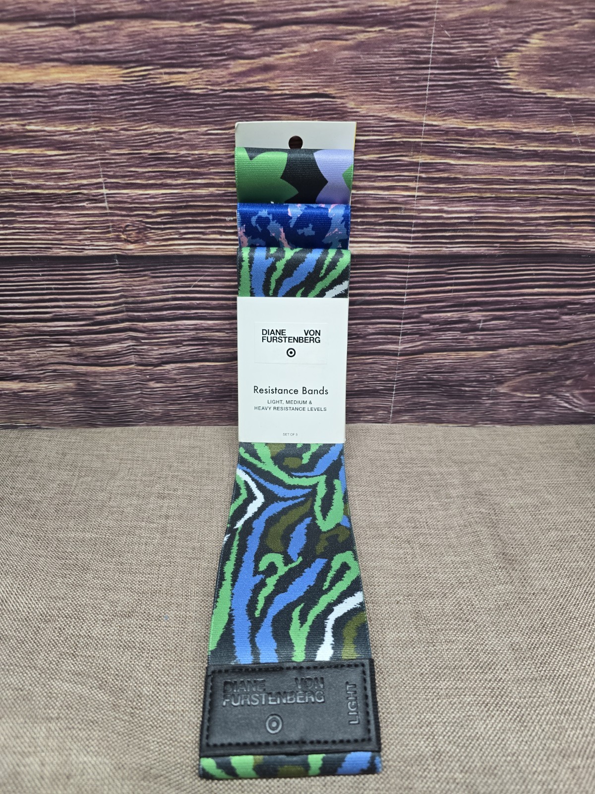 NEW Diane Von Furstenberg Gym Resistance Bands 3 pc Set Light Medium Heavy
