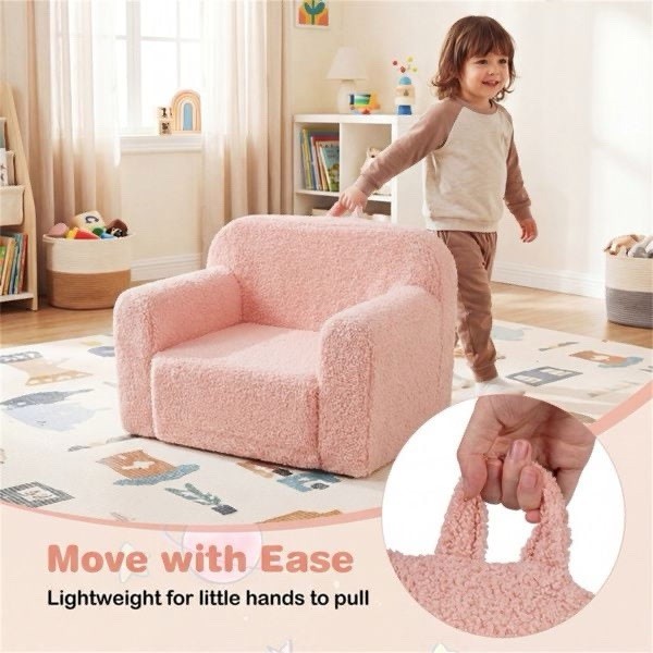 No Assembly Kids Pink Chair Sofa Soft Teddy Bear Fleece