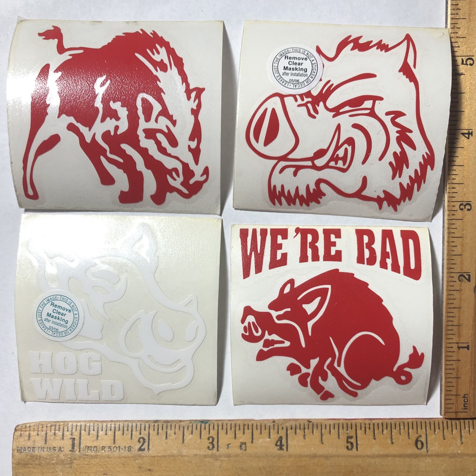 Lot 4 Arkansas Razorbacks Hog Wild We’re Bad Decal Sticker NCAA College Football