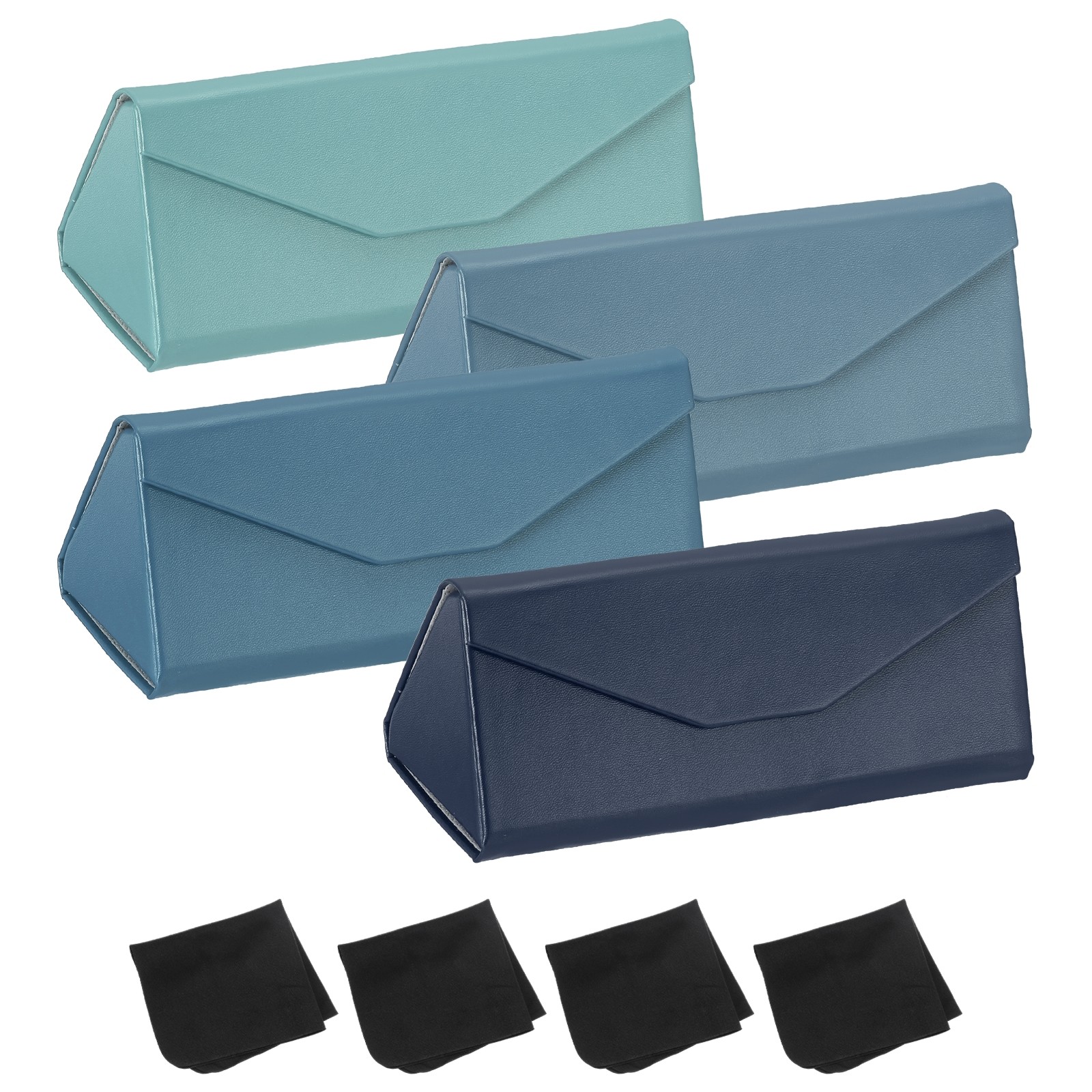 Foldable Glasses Case, 4Pcs Triangle Magnetic Sunglasses Case, Deep Blue Tones
