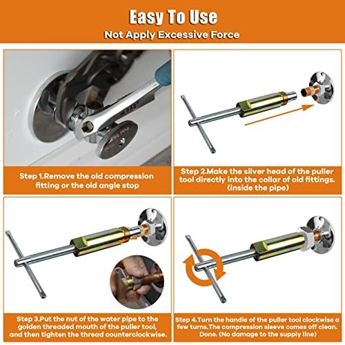 Compression Sleeve Puller Tool for 1/2" Fittings - Remove Nuts & Ferrules, Plumb