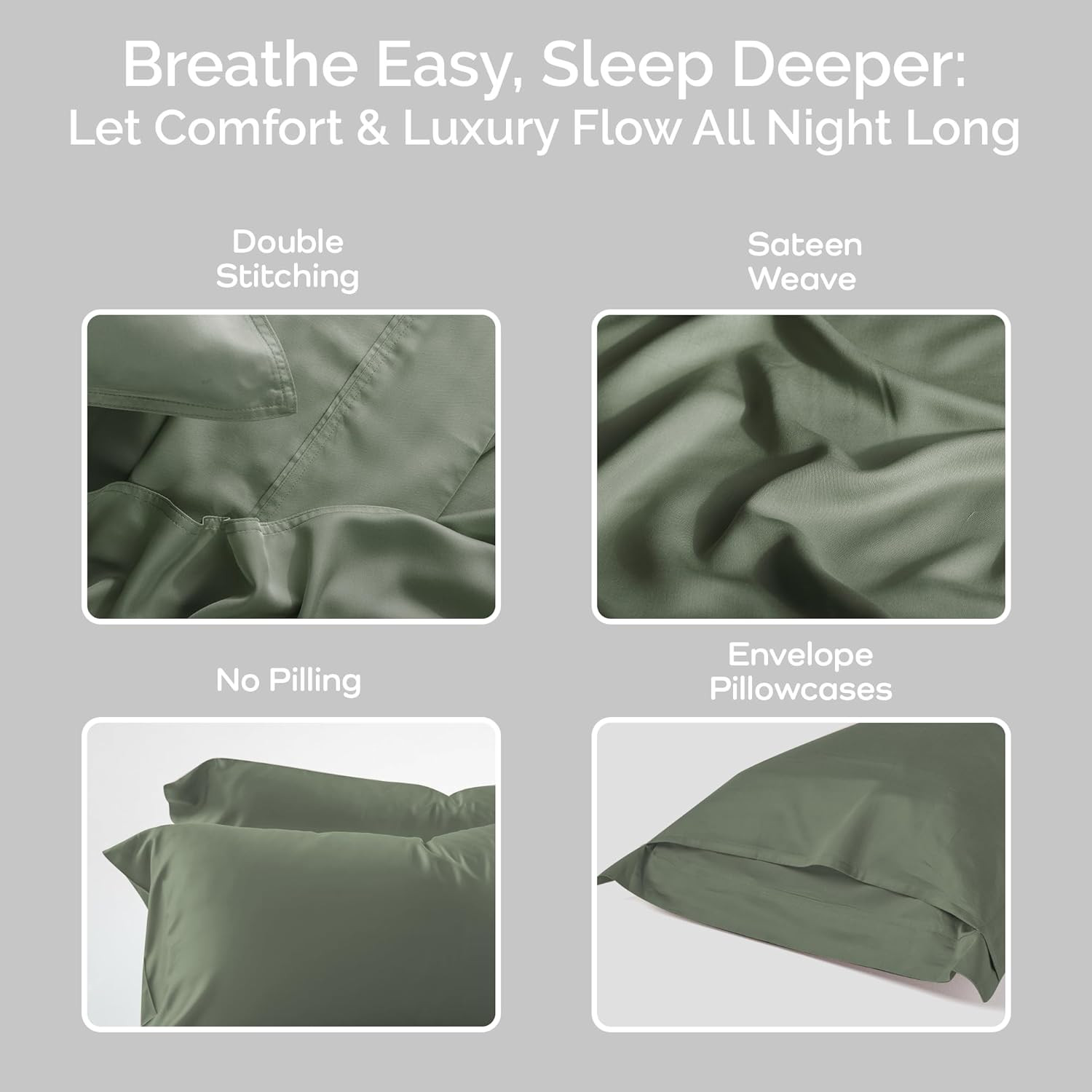 Cooling Bamboo Sheets Set with 2 King Pillowcases - Soft & Hypoallergenic