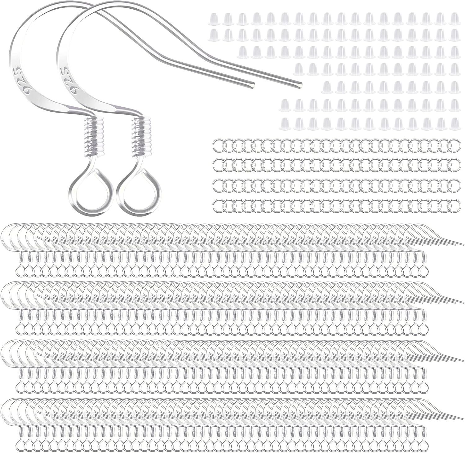 200 PCS/100 Pairs 925 Sterling Silver Plated Earring Hooks