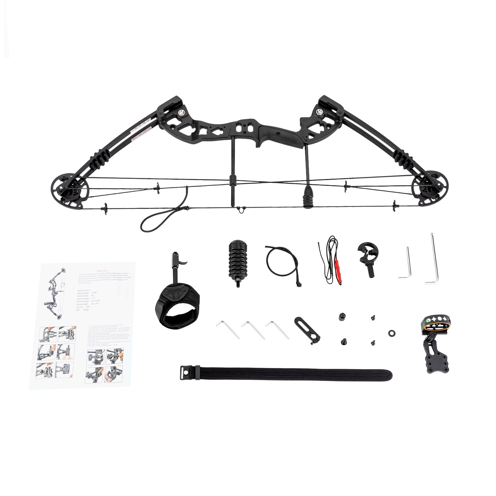 Black Archery Hunting Compound Bow Kit Beginner Archery Tool Right-Hand 30-60lbs