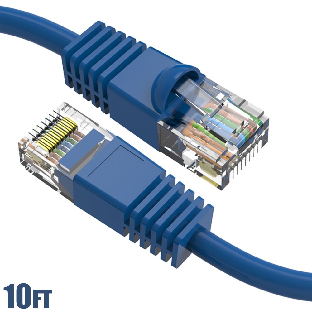 10FT Cat6 RJ45 Ethernet LAN Network UTP Snagless Patch Cable Pure Copper Blue