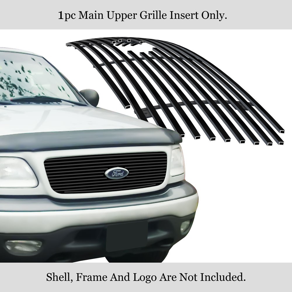 For 1999-2002 Ford Expedition Logo Show Main Stainless Black Billet Grill Insert