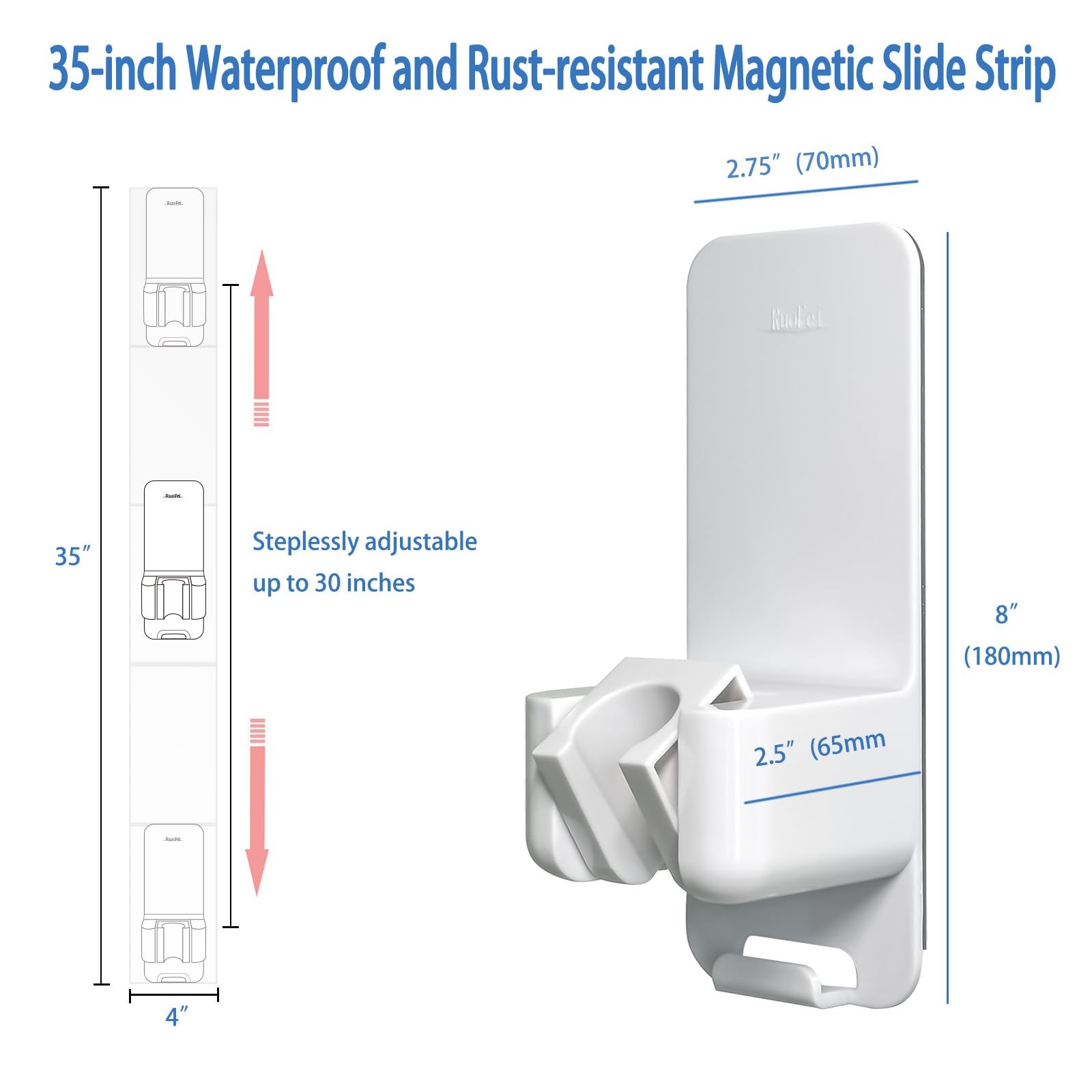 Modular Magnetic Handheld Shower Head Holder, 5-Section Customizable Sliding ...