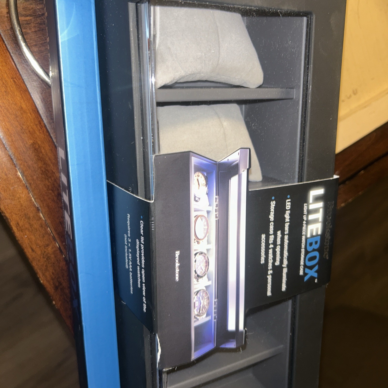 Brookstone LiteBox LED Light Up 4-Piece Watch Storage Case For Displaying Watch