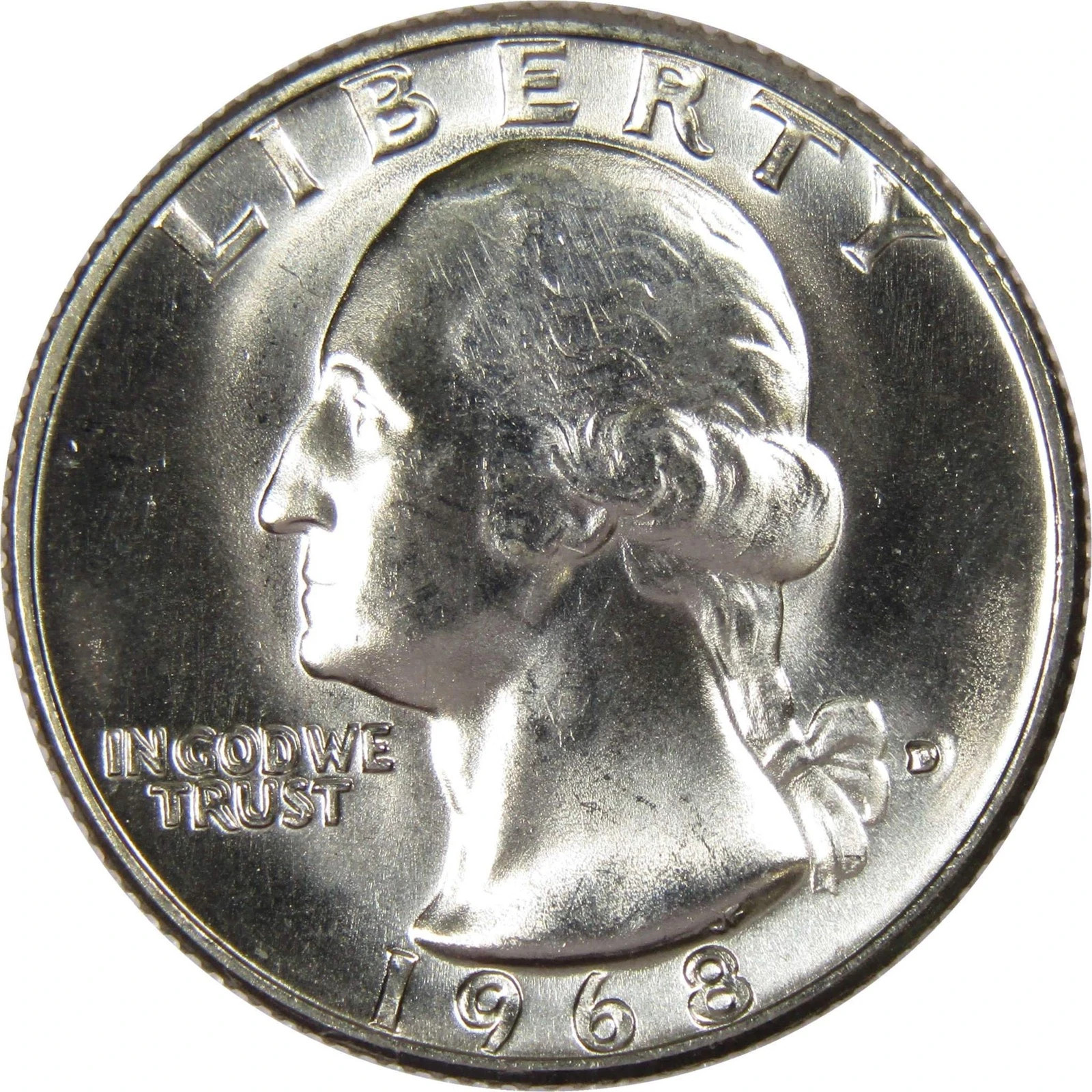 1968-D ### Washington Quarter (BU) **** Uncirculated Mint State 25c US Coin!