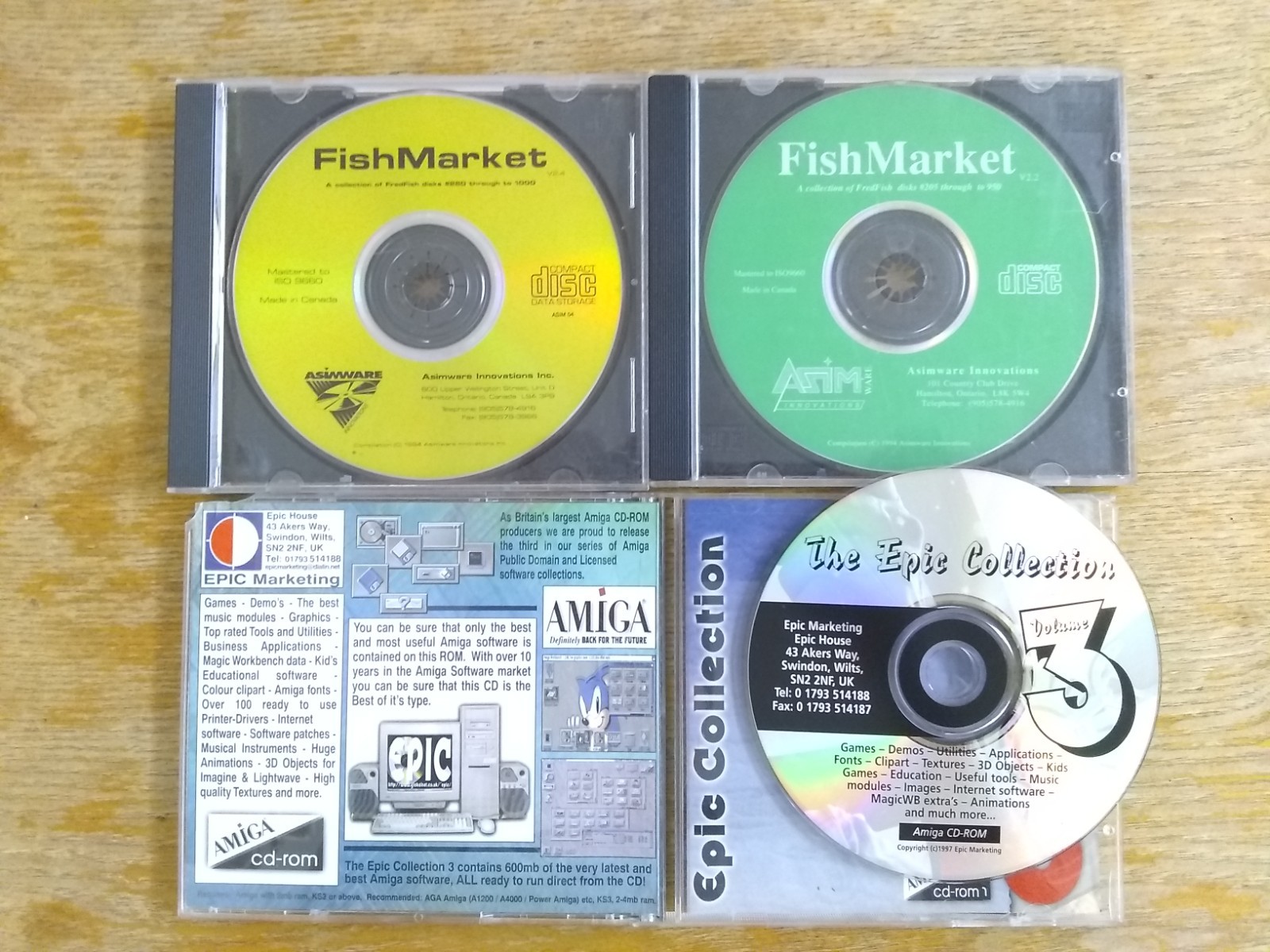 Fred Fish & Utilities Lot of 3 CDs, Commodore Amiga, Asimware #C