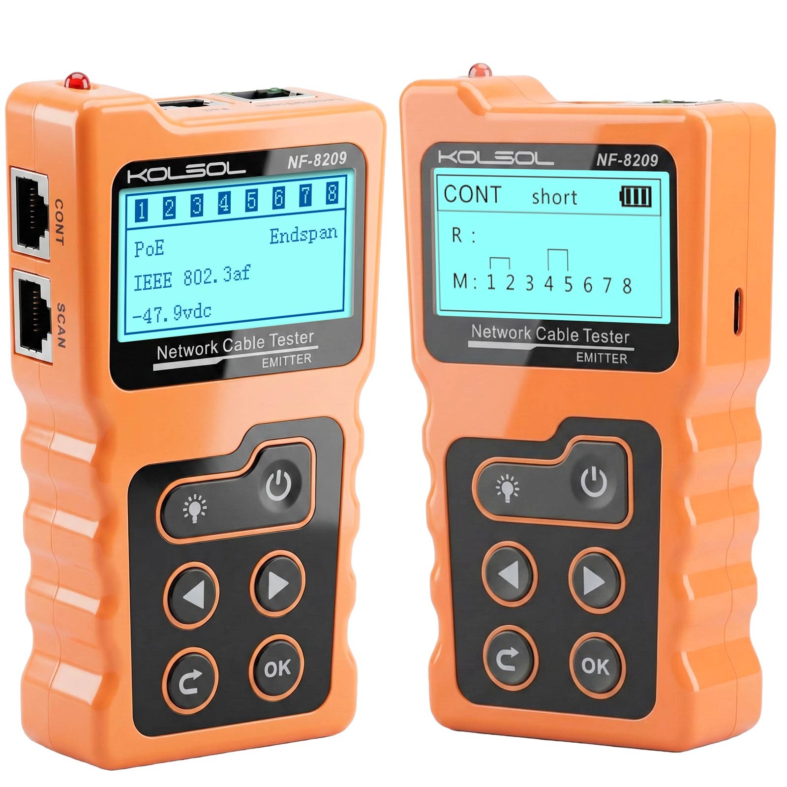 NF-8209 POE Wire Checker Cat5/6 Lan Test Network Tool Scan Cable Wiremap Tester