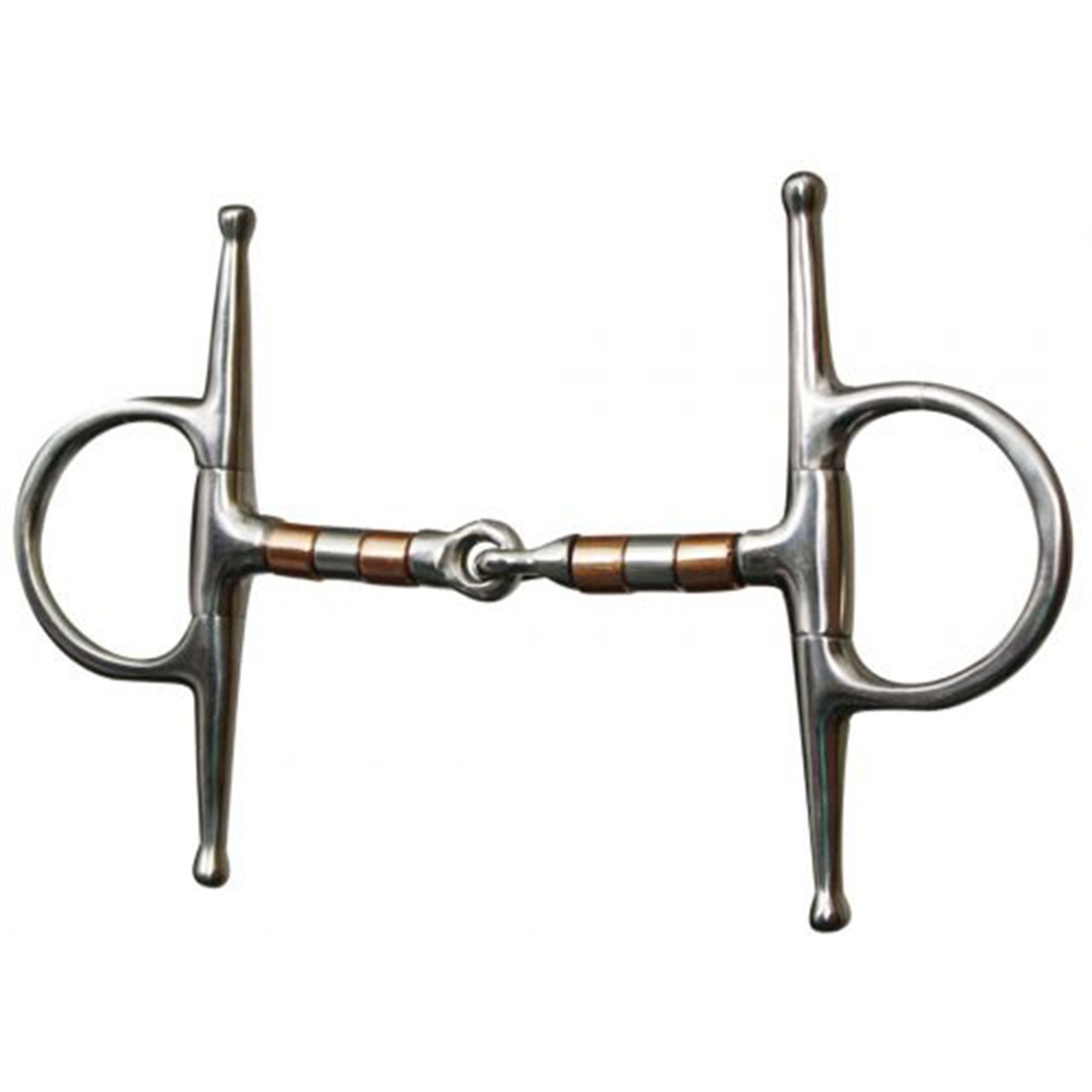 5" Stainless Steel Full Cheek Snaffle Bit w Copper and Stainless Rollers 255691