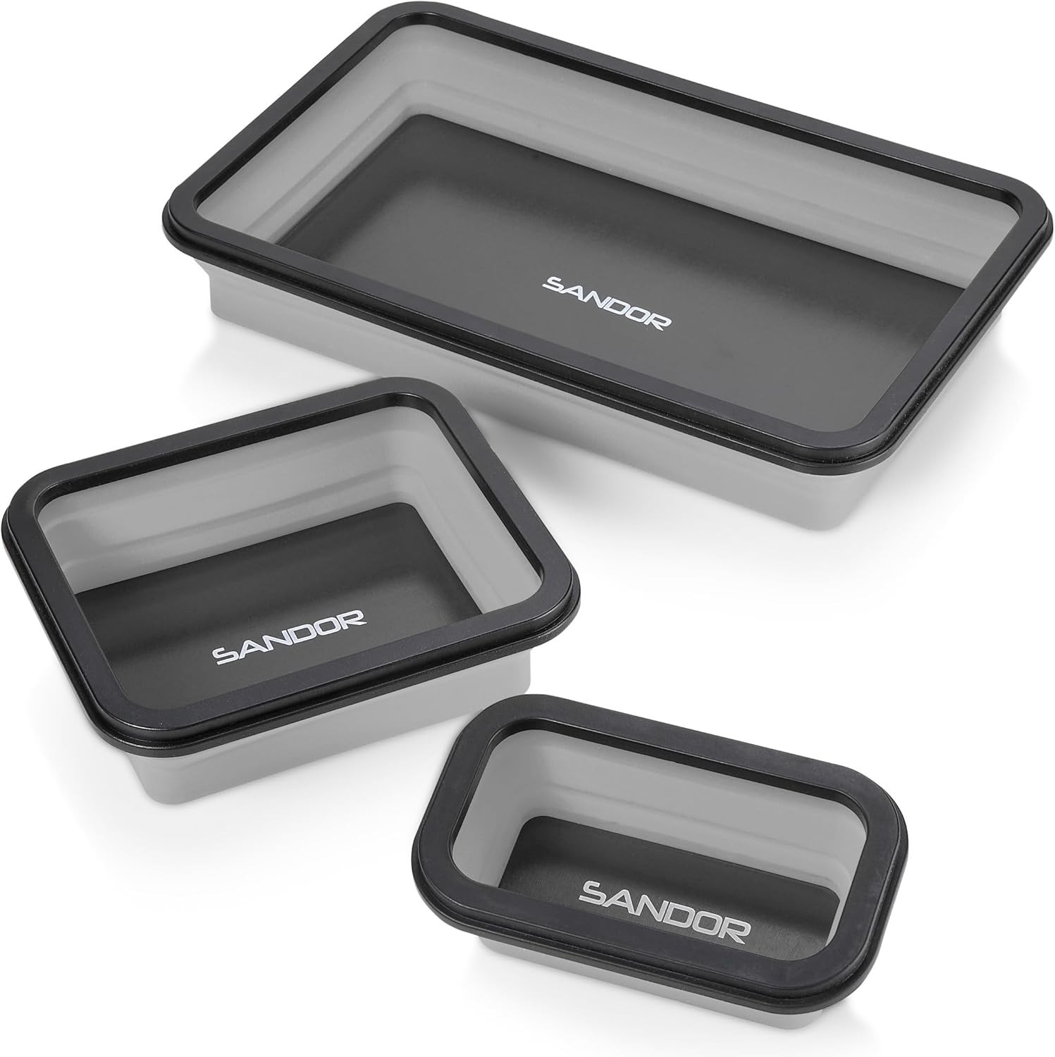 Collapsible Magnetic Parts Tray Set - 3 Different Size Tool Trays for Screw
