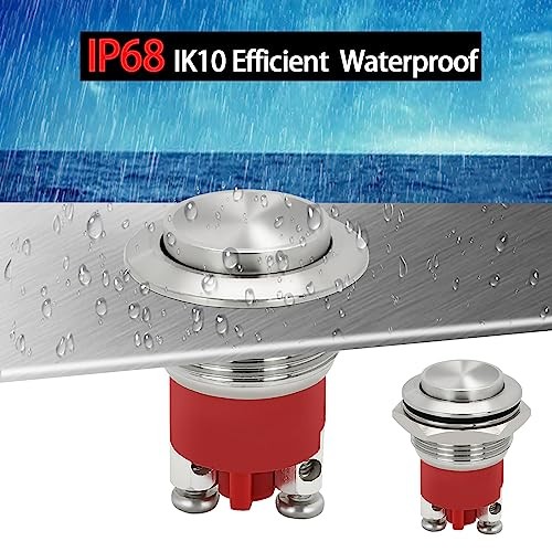 5Pcs 19mm Momentary Push Button Switch High Round IP68 Waterproof 5Pcs Silver