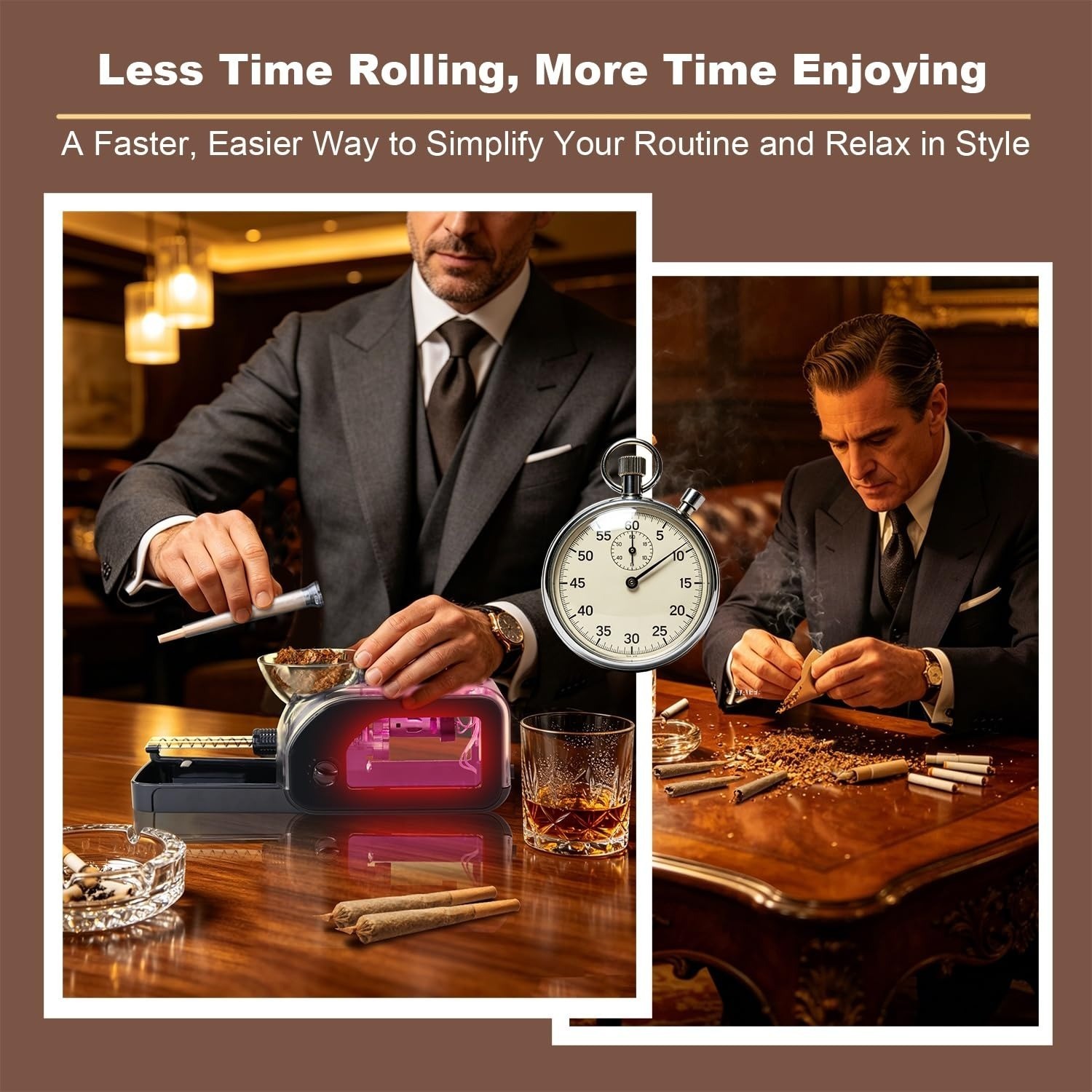 Cutcotfire Electric Cigarette Rolling Machine with Grinder & LED Light