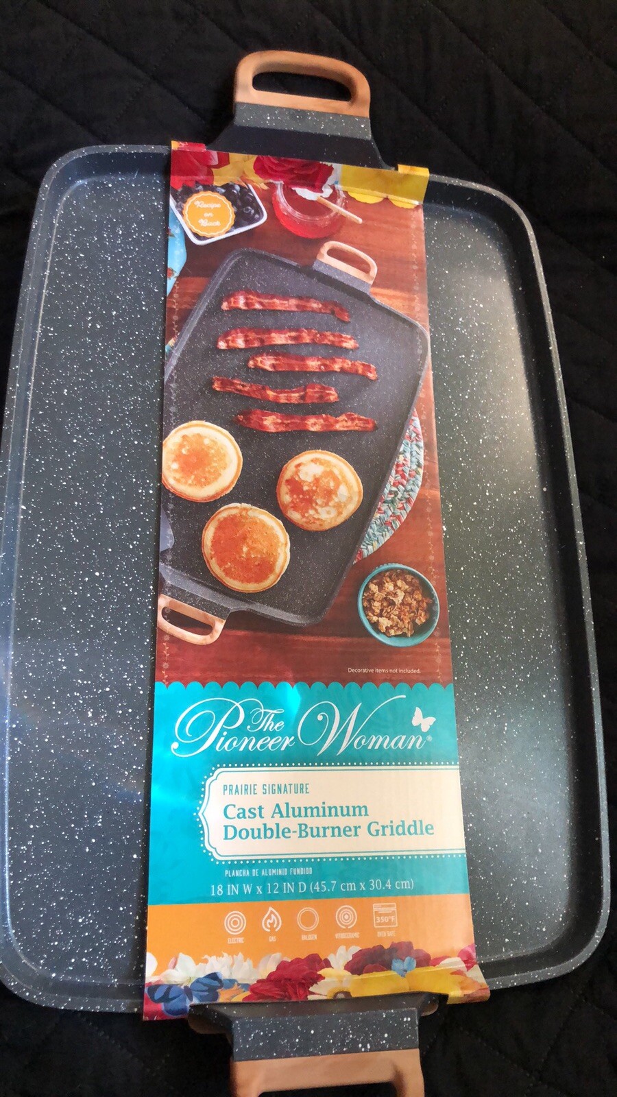 Prairie Signature Cast Aluminum Double Griddle, Charcoal Speckle