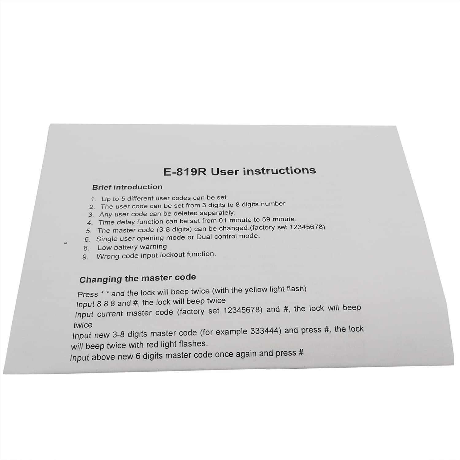 Electronic Digital Keypad Time Delay Lock For Safe Box Up To 5 User Codes Time D