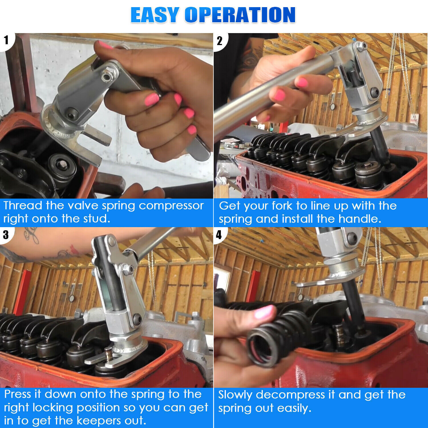 66784 Stud Mount Valve Spring Compressor Tool for all 3/8" & 7/16" Rocker Studs