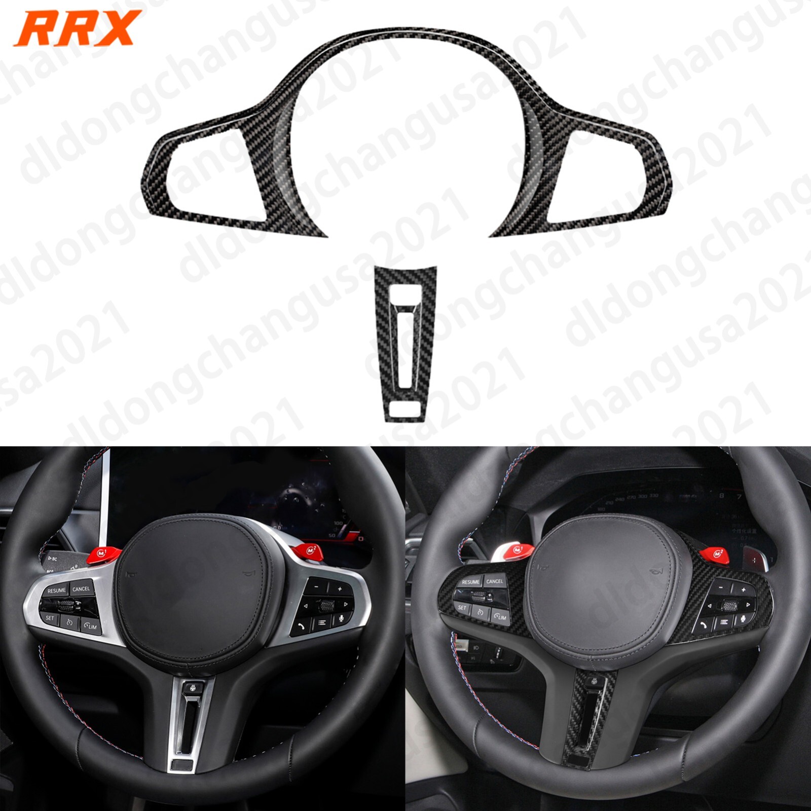 Dry Carbon Fiber Steering Wheel Cover For BMW M2 X3M X4M X5M X6M F95 F96 F97 F98