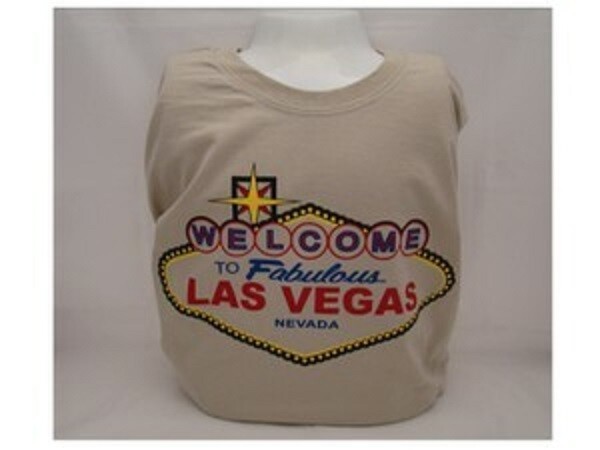 Welcome To Las Vegas Sign Gildan Cotton T-Shirt Sand Medium New
