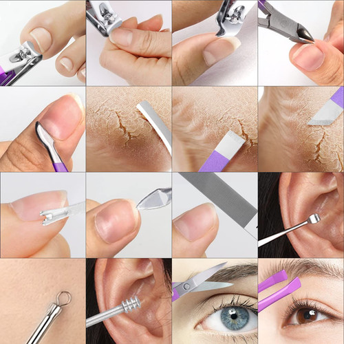 Manicure Set Professional Nail Clippers Pedicure Kit, 16 pcs Stainless Violet