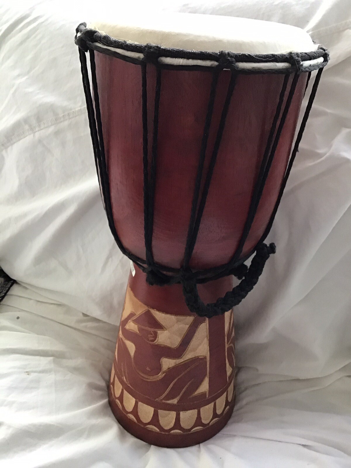 Djembe Drum Hand Carved Wood High 16” Head 7”