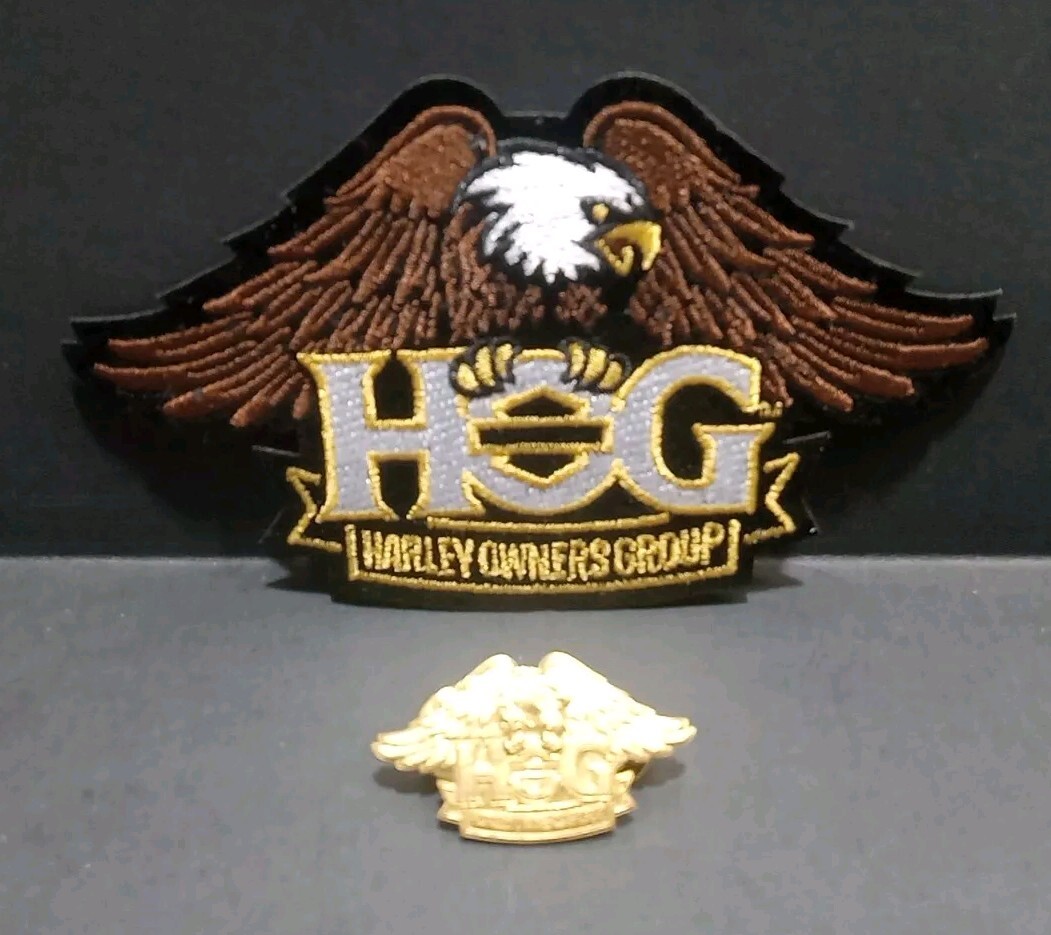Harley Davidson HOG Harley Owners Group Patch and Pin Eagle Gold Pin