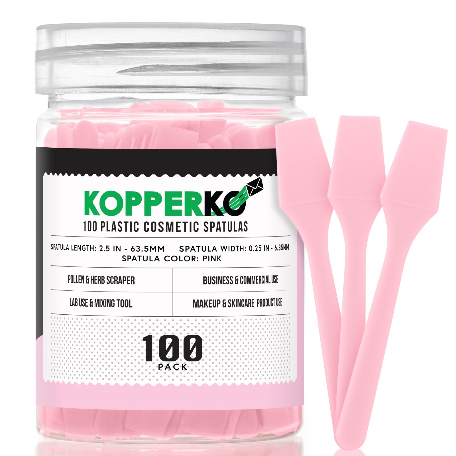 Kopperko Small Plastic Spatulas - 2.5" Cosmetic Makeup Spatulas, Pink, 100 Pack