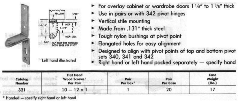 STANLEY #321-RH INTERMEDIATE PIVOT, STEEL, ZINC-PLATED, RIGHT-HAND