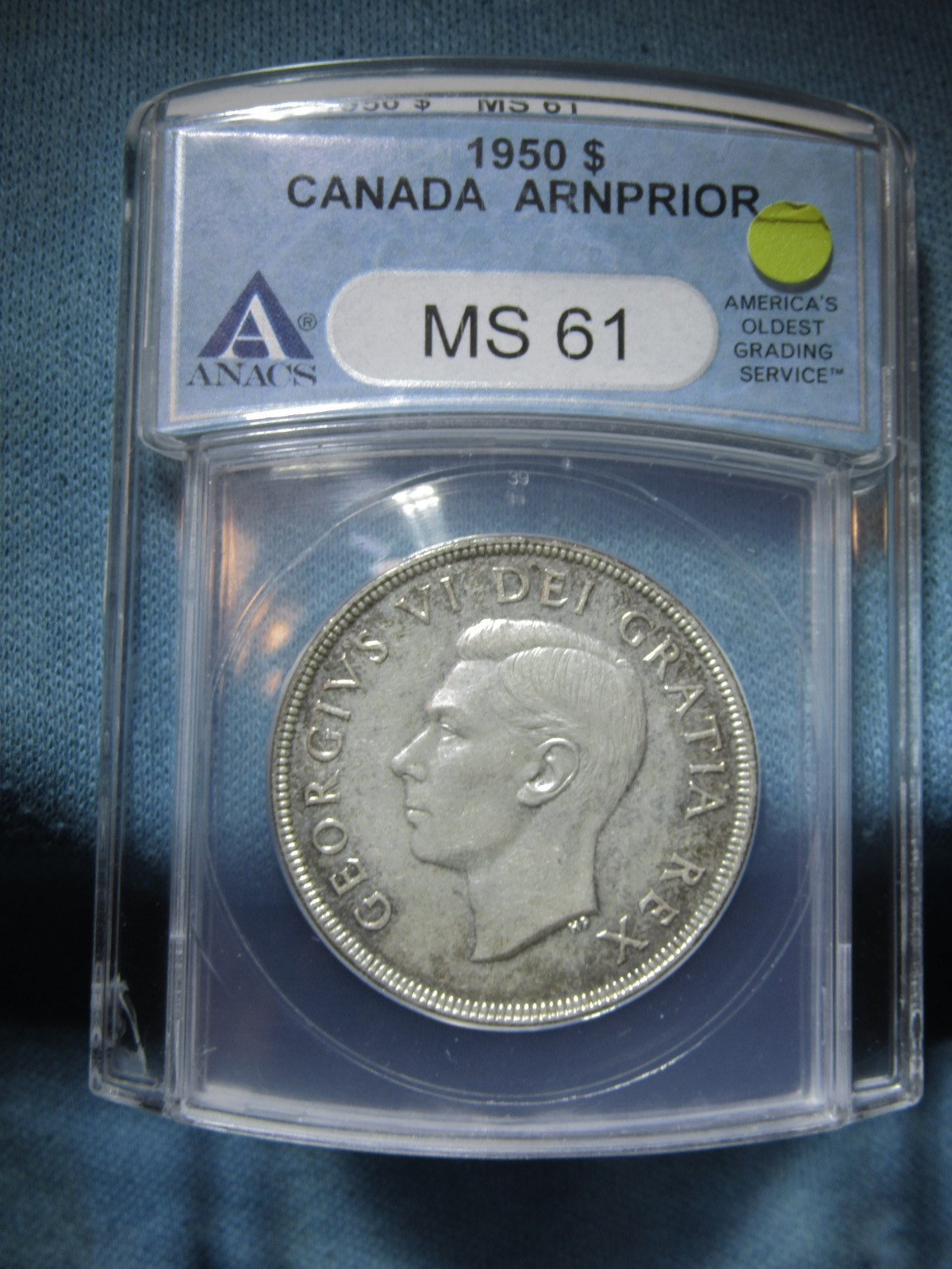 1950 CANADA SILVER  $1   DOLLAR " ARNPRIOR "..ANACS MS-61