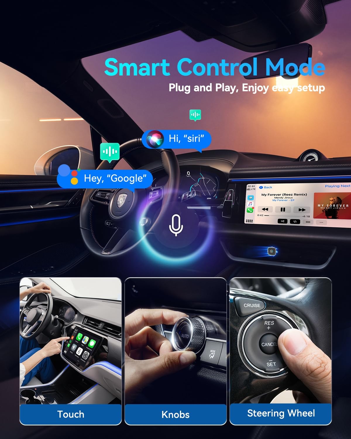 2026 Ultra Mini Wireless Carplay Adapter for iPhone & Android Auto, USB for A...